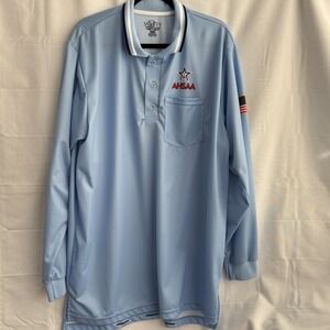 AHSAA Smitty Powder Blue Softball Umpire Shirt 2XL Long Sleeve Moisture Wicking